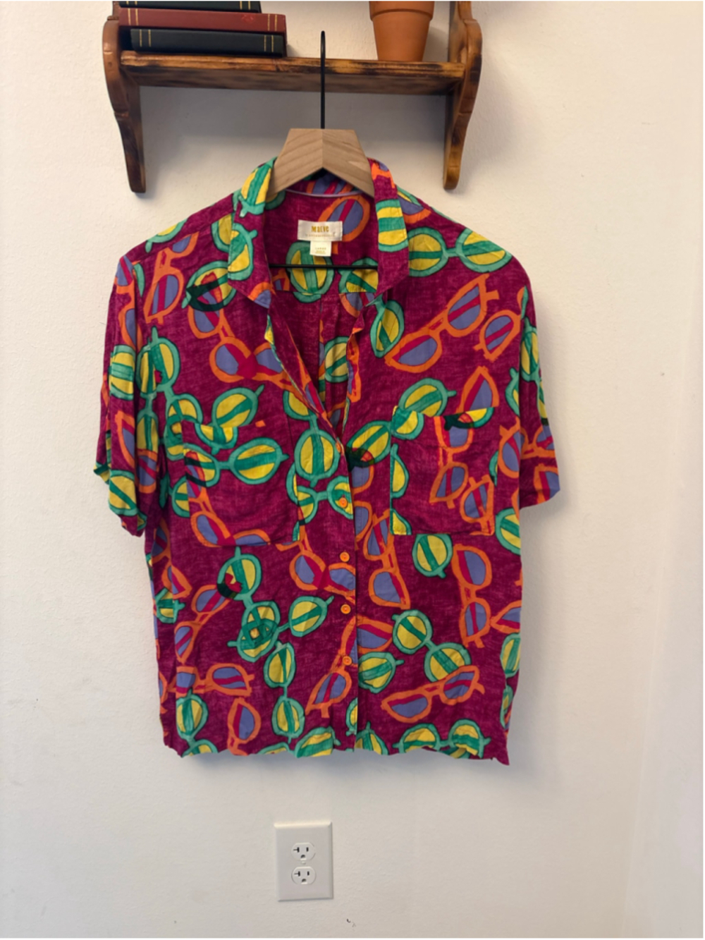 Anthropologie Maeve Vintage Inspired Printed Button Front Top Size Large